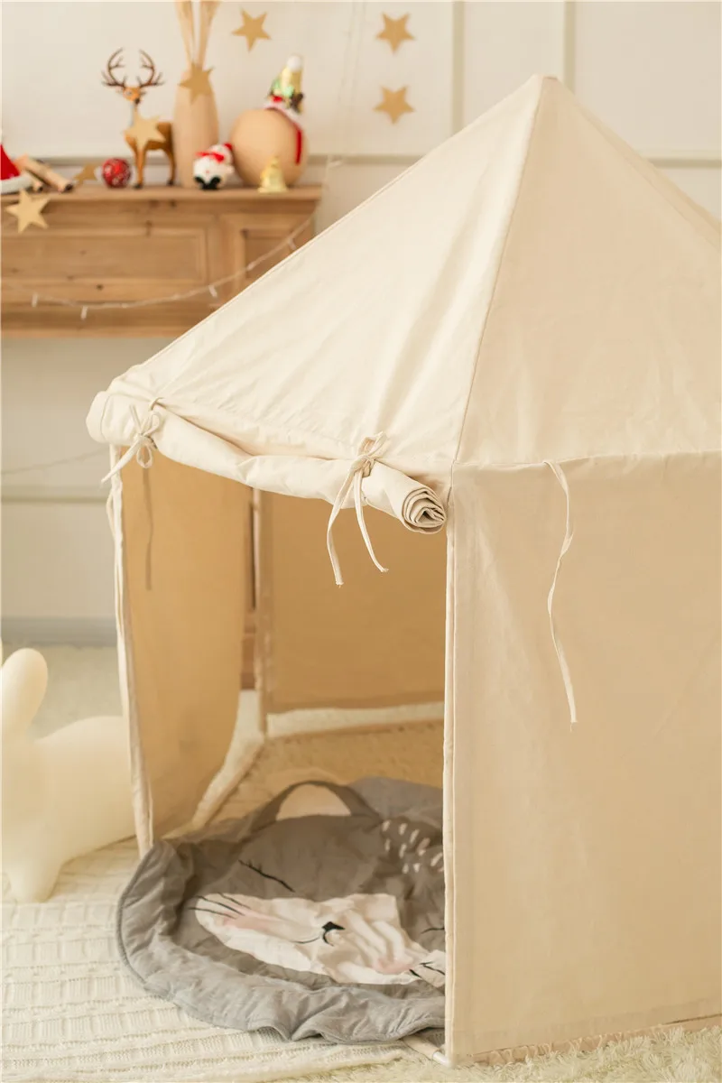 Factory Retail Indoor Octagonal Pavil White Cotton Canvas Play Toy Tent House for Kids Children Reading Corner