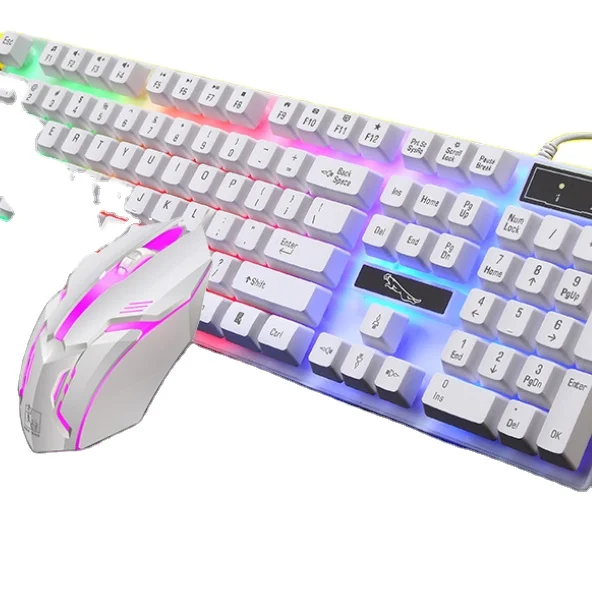 Проводной светящаяся клавиатура и мышь комплект USB Радужная подвеска с подсветкой клавиатуры и мыши