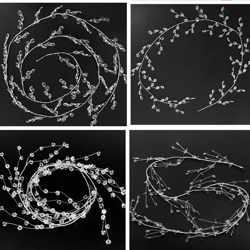 Handmade Clear Garland Steel Wire Acrylic Crystal Garland Christmas Tree Bead For Wedding Party Events Decoration