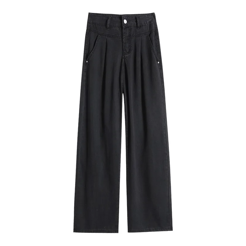 denim women new style  summer new thin  loose straight ice silk high waist show thin