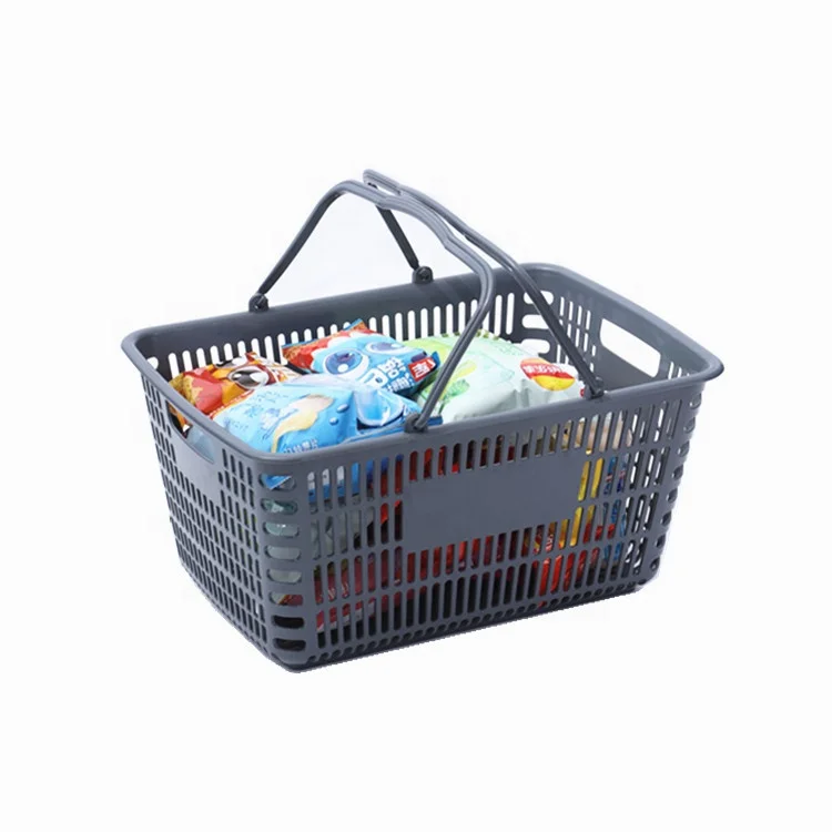  Оптовая продажа корзина для покупок продуктов и супермаркетов серого цвета с двумя ручками в японском