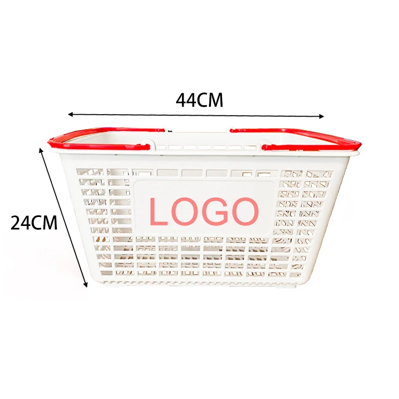 Meicheng 20 L Snack Store Plastic Hand Basket Colorful Handle Basket Convenience Store Shopping Basket For Retail Stores