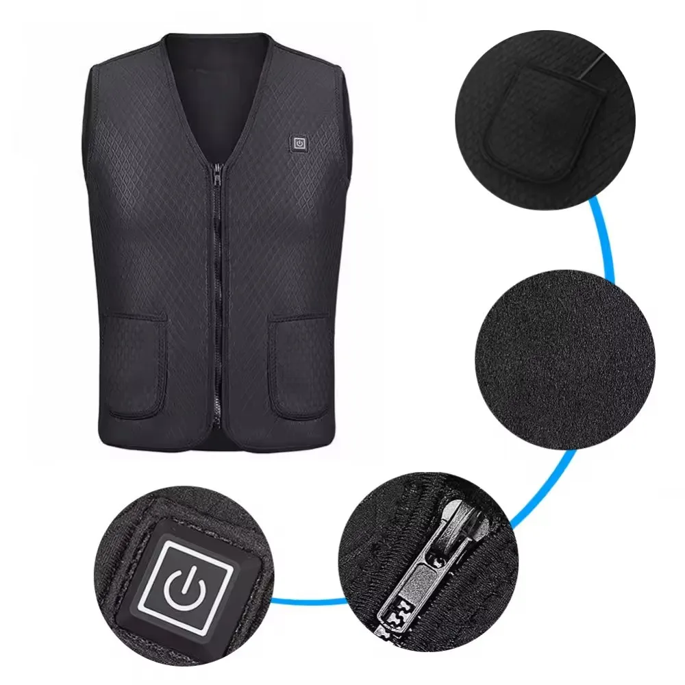 Black gray zone 5 and 7 heating vest USB intelligent heating vest