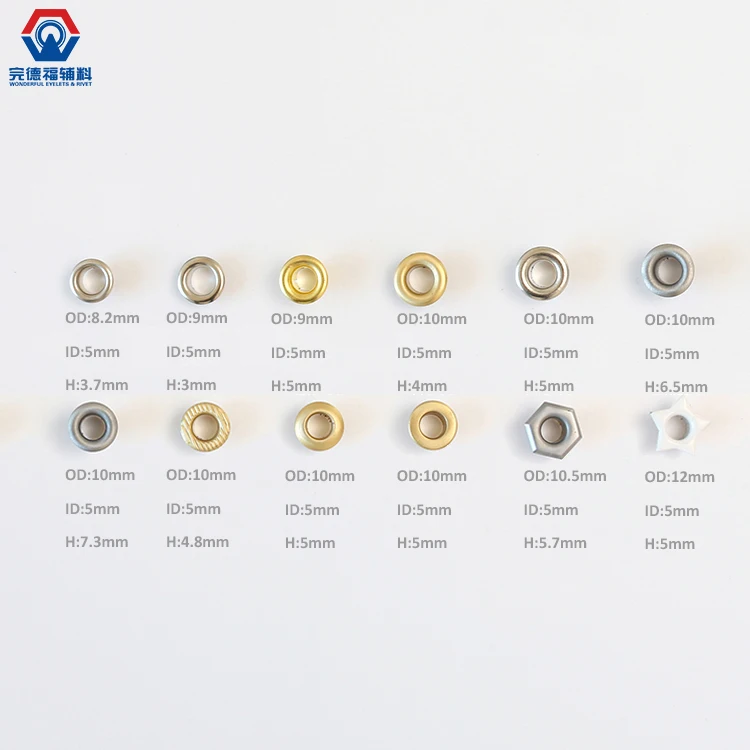 Китайский поставщик, металлические люверсы для занавесок из нержавеющей стали для сумок, обуви, аксессуары, люверсы, круглые люверсы