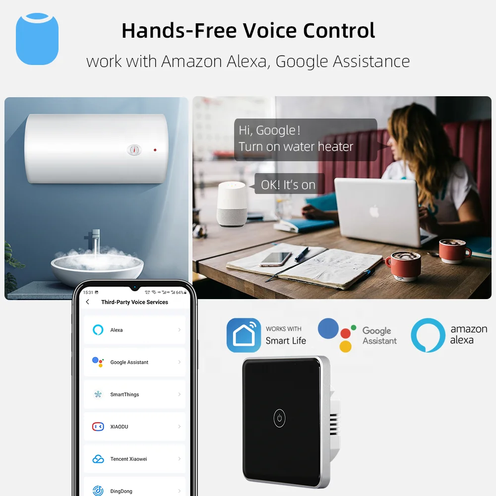 ZigBee Touch 30A Boiler Water Heater Switch EU Standard Tuya Smart