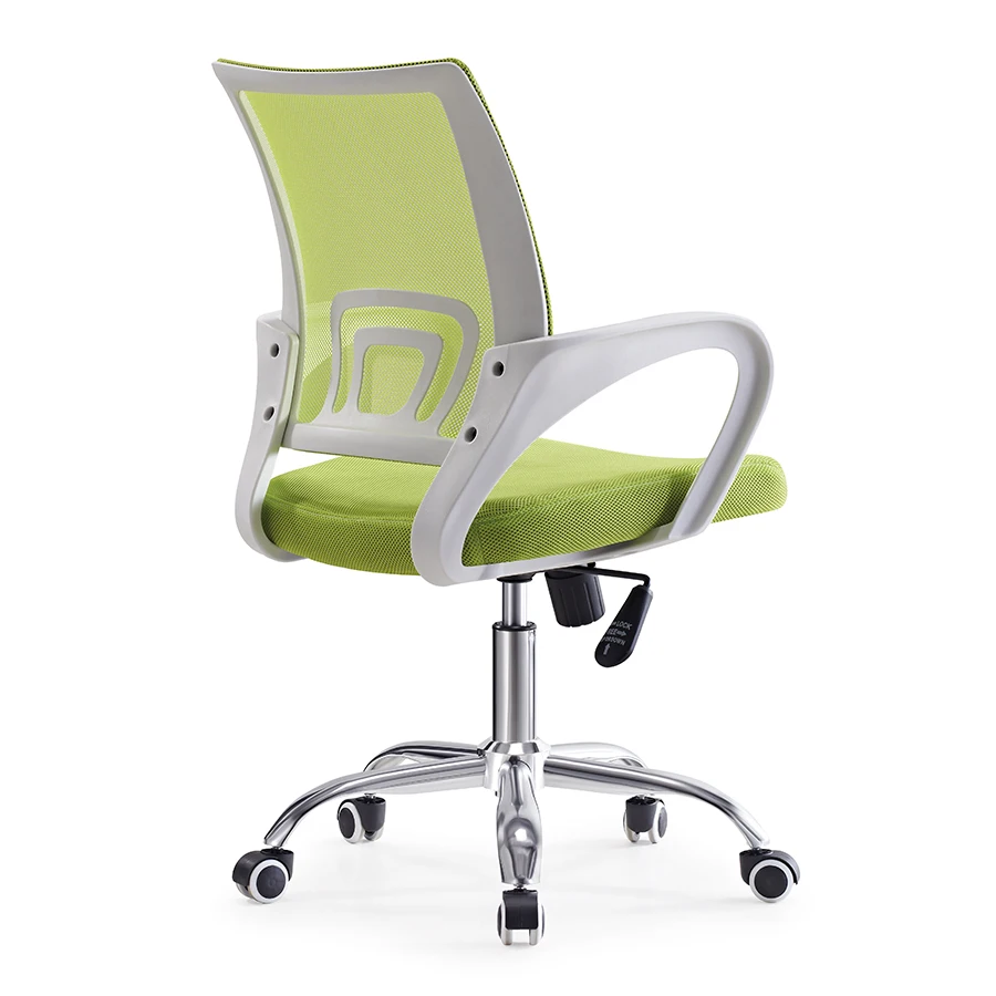Modern official simple design mid back green mesh white plastic office chair with wheels