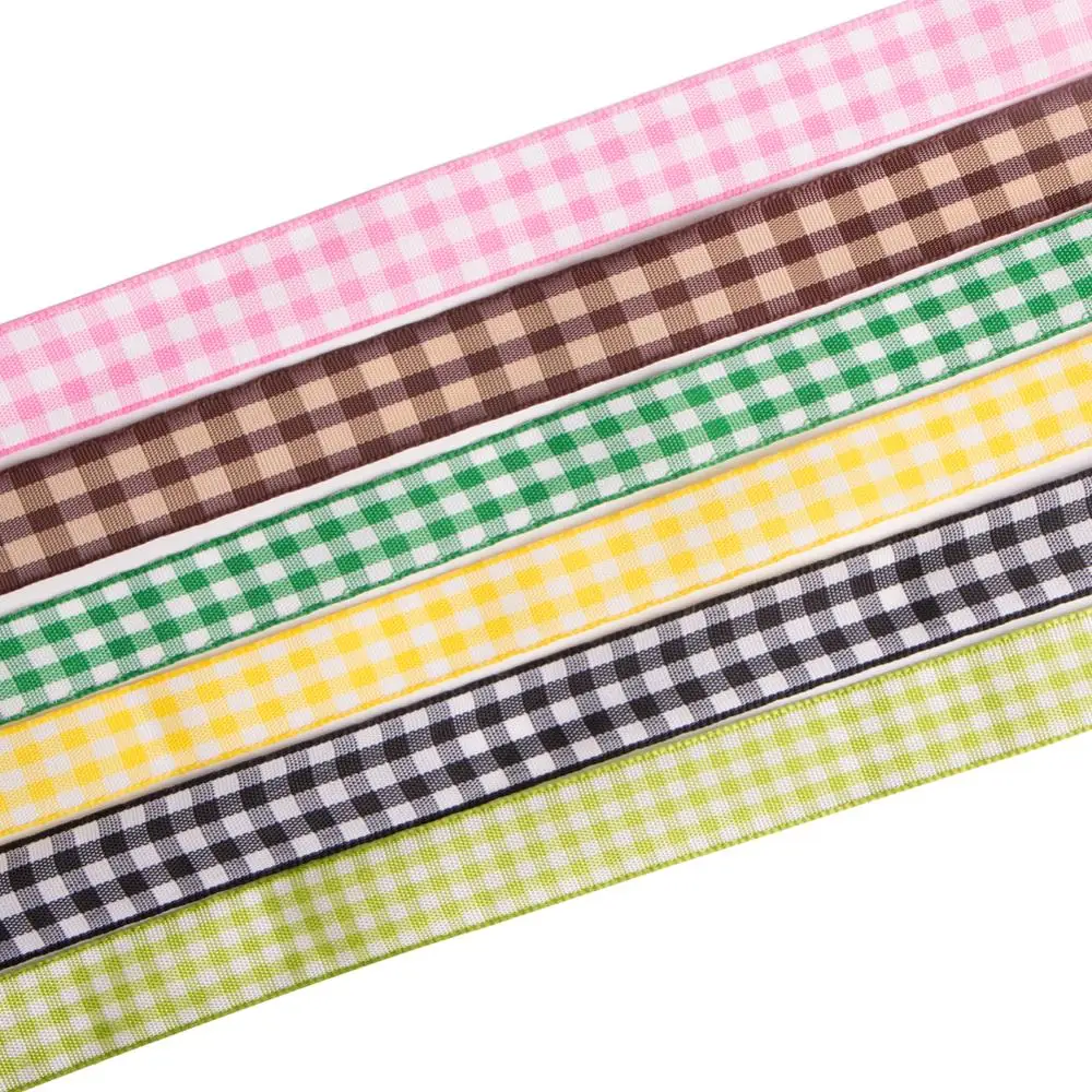 Wholesale Cheap Custom Check Gingham Tartan Plaid 100% Polyester Ribbon