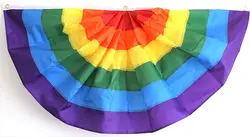 wholesale  3x6 Feet Pleated Fan Bunting Decoration Printed rainbow Fan Flag