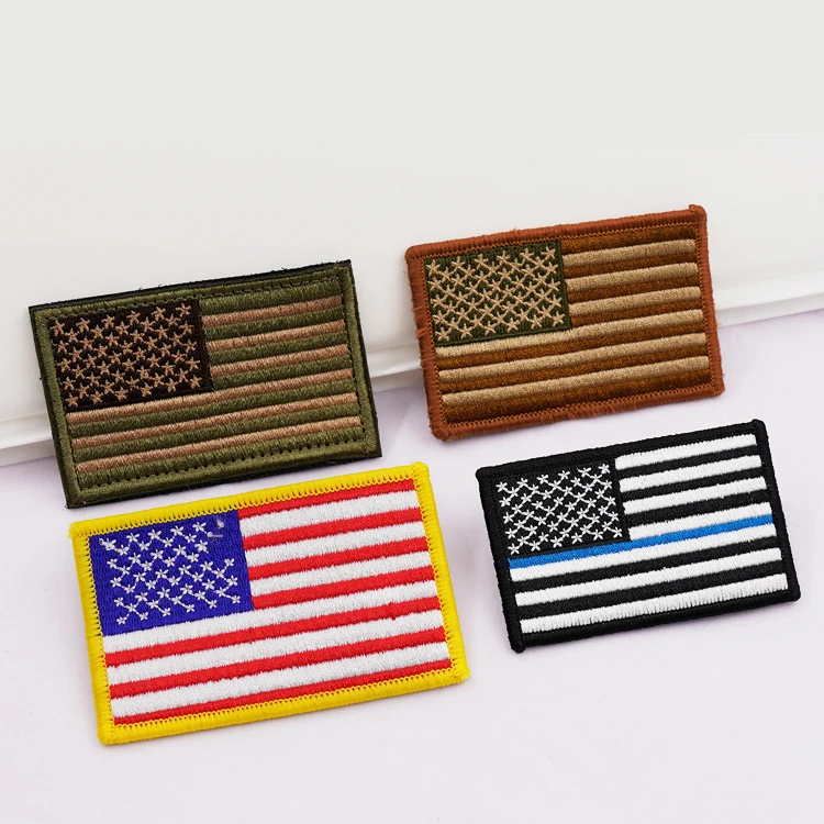 National Flag Embroidery patch with hook and loop Clothing bag accessories