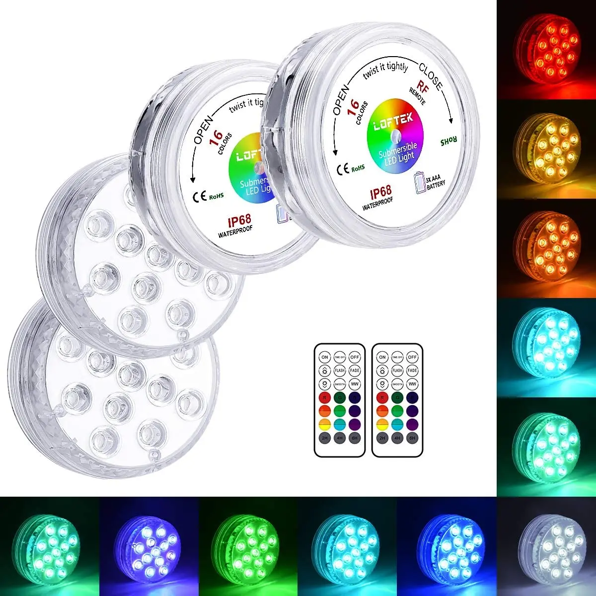 
Underwater Bright Plastic RGB 13 Battery Operated Led Swimming Pool Light 