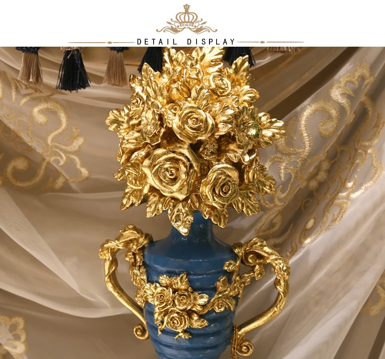 Yips LD-1508-1333B Emperor Blue Style Handpainted Gold-Leaf Pattern Bedroom Set Furniture 2m Deluxe Luxury Classical Bed