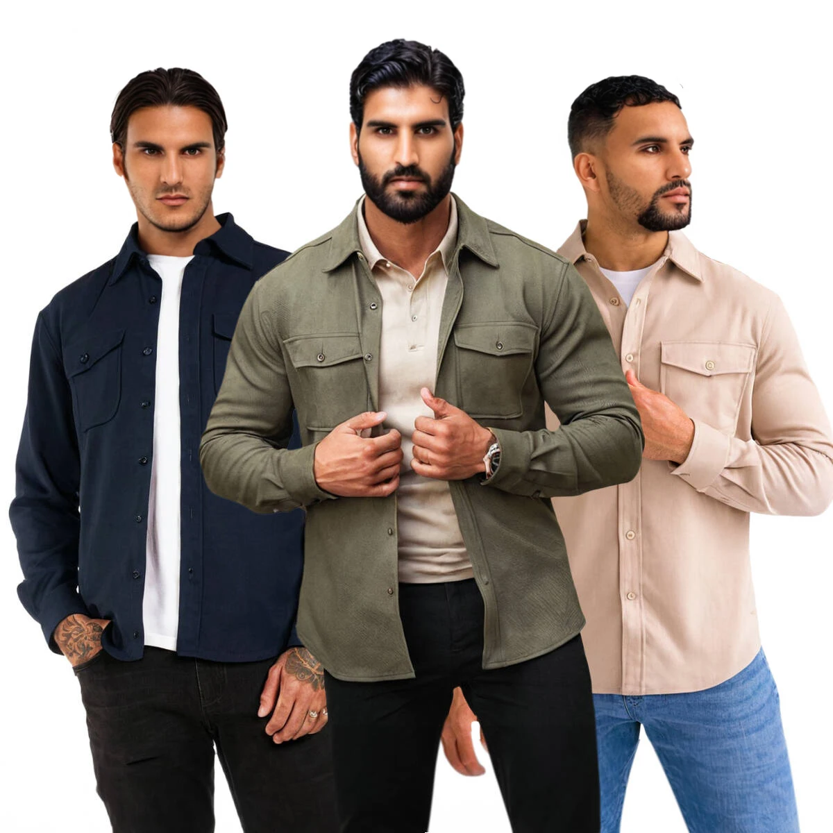 Gingtto ICO Vintage The Dante Overshirt Wholesale Custom Logo Shirts Cost Long Sleeve Shirts Men