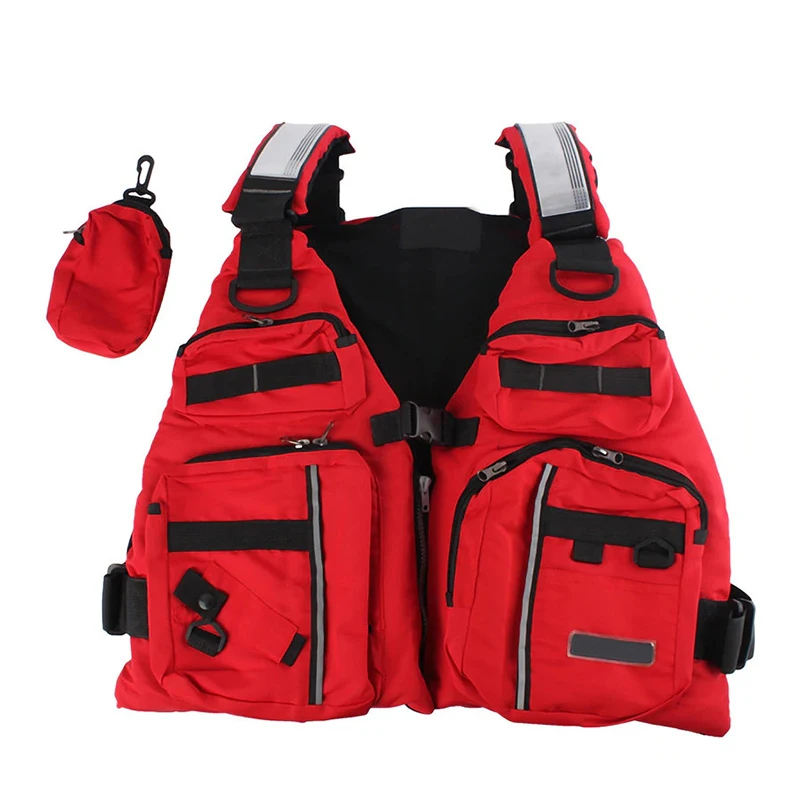 Cute Waterproof Swim Vest Adjustable Adult Life Jacket Cloth Aid Sailing Surfing Multi-Pockets Safe Fishing Vest