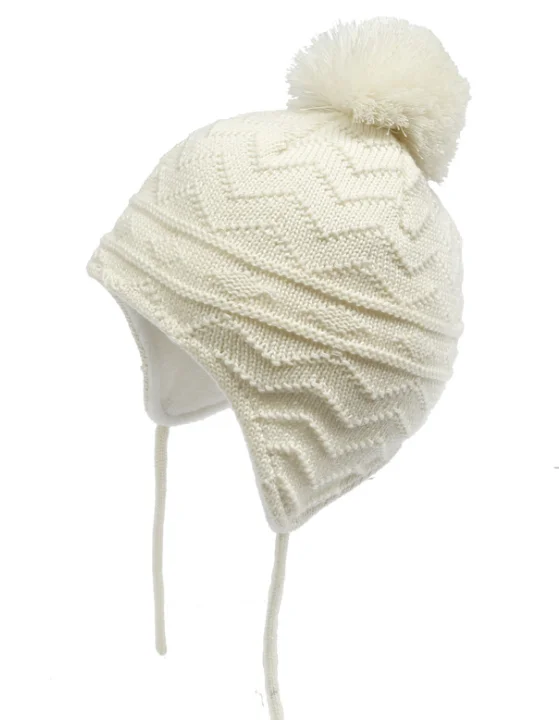 High quality winter kids  knitted hats boys beanie baby hats with string