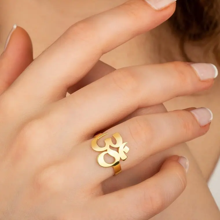 New Latest Models Om Yoga Symbol 18k Gold Ring Jewelry Women Tarnish Free PVD Plated Spiritual 316L Stainless Steel Jewelry