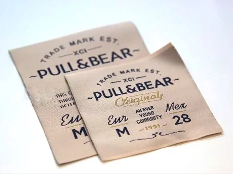 Wholesale custom compumark trademark search logos Straight cut for clothing woven label patches