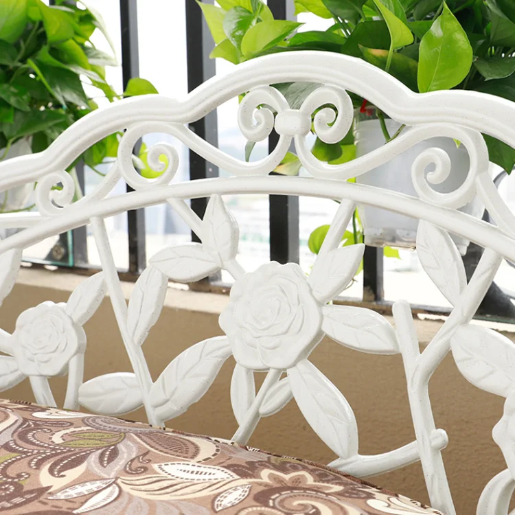 Zuoan Rose Carved Hollow Design Outdoor Long Chair Cast Aluminum Iron Patio Park Garden Porch Chair Bench