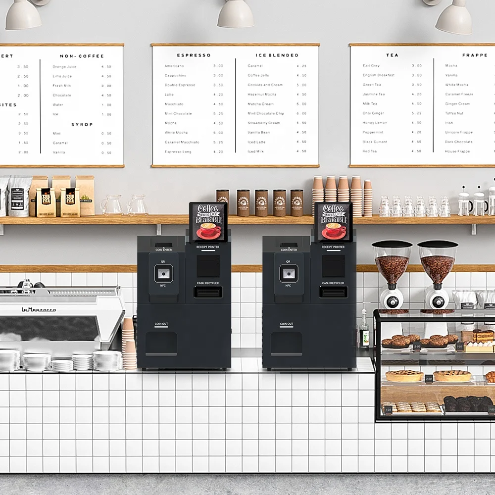 Self-service printing report terminal kiosk for coffee shop