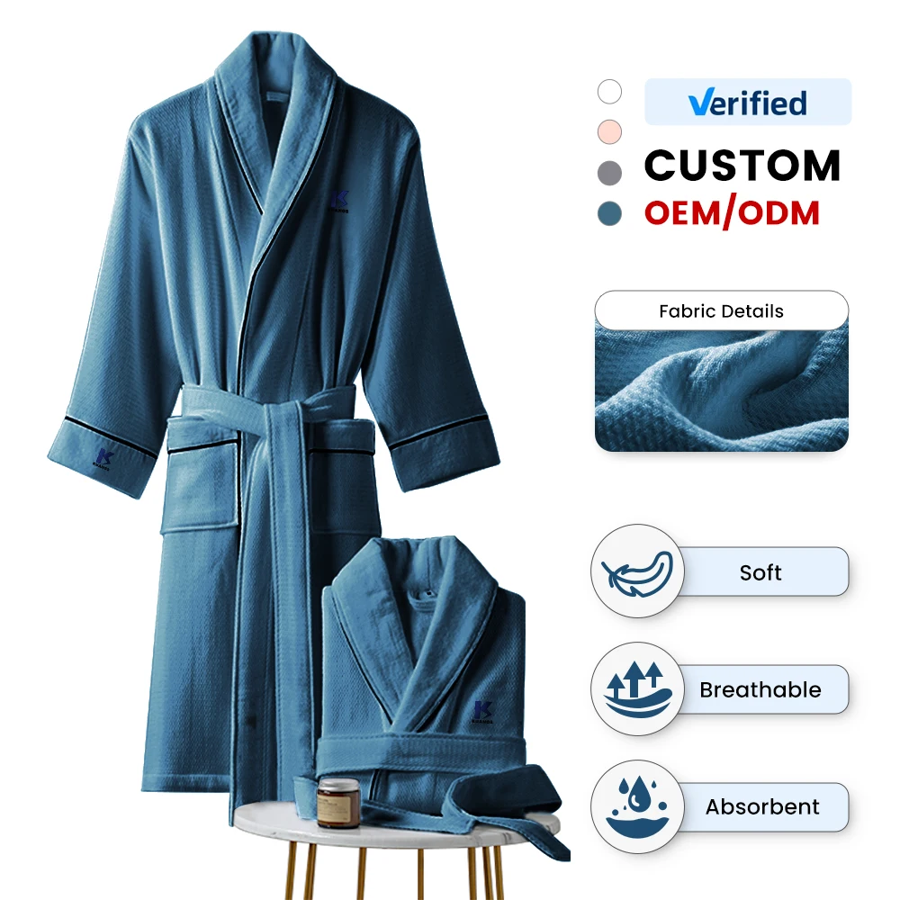 Professional Factory Unisex Cotton Bathrobe Gown for Couples 100% Cotton Body Robe Towel Pajamas for Hotel Wholesale Bathrobe