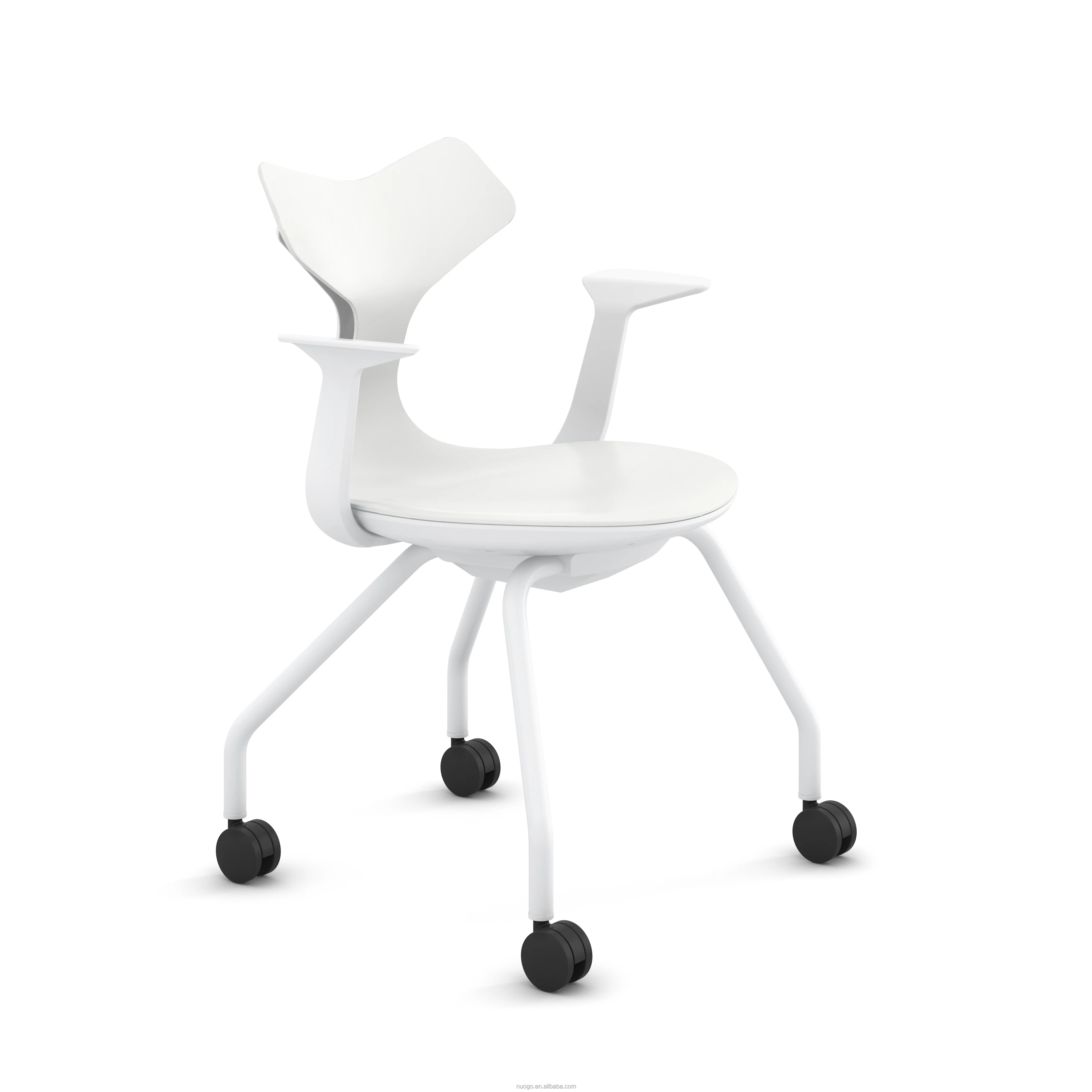 Factory Direct Four Leg Double PP Shell Ergonomic  Modern Training Project Good Price Office Waiting Lifting Chair With  Wheels