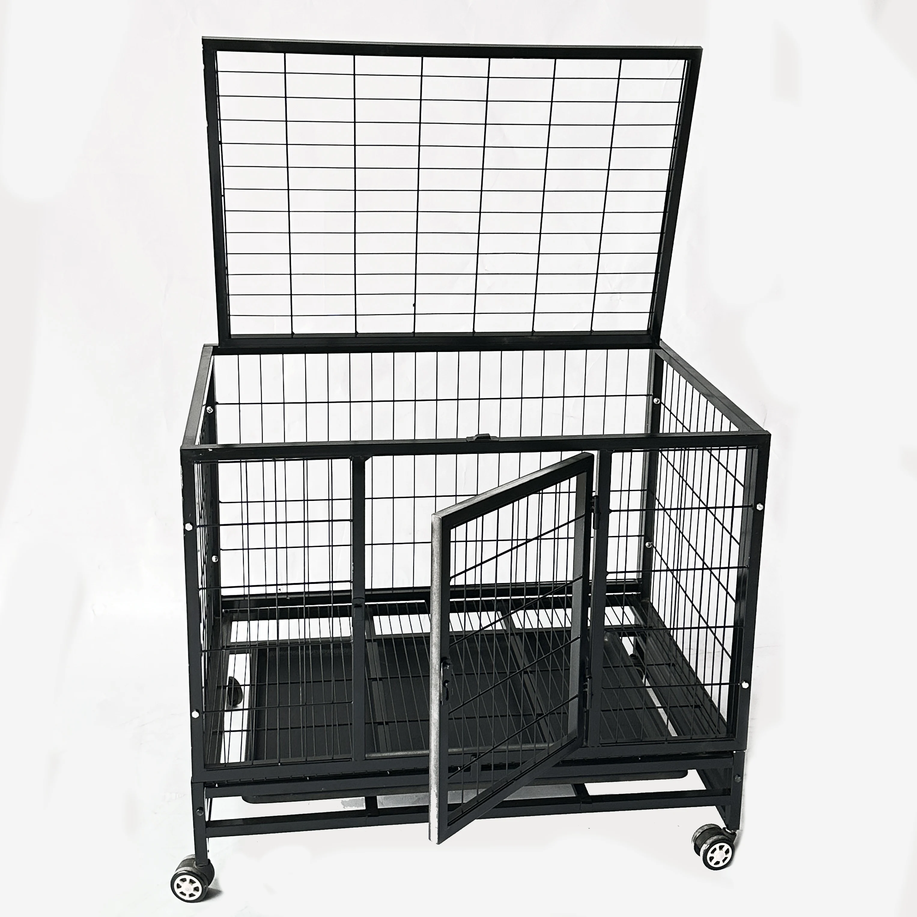 Cheap heavy duty big metal dog crate large iron tube dog pet cages for large middle dogs