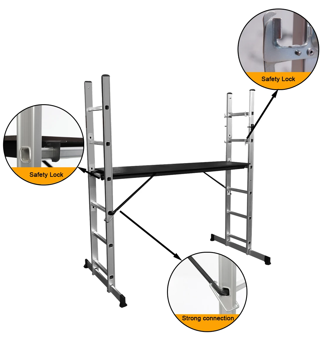 Industrial Style European Design Aluminum Scaffold Construction Lightweight Ladder Scaffolding Parts Outdoor Use Safety