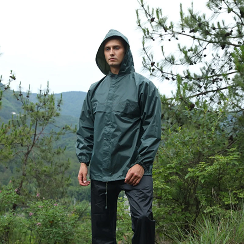 wholesale cheap waterproof outdoor climbing camping hiking two pieces raincoat wear rain coat reusable jacket for men raincoat