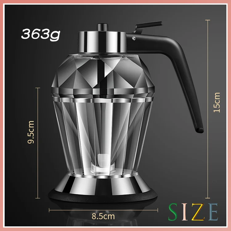 Multifunctional Hot Sale Diamond Shaped Glass Honey Oil Vinegar Dispenser With Handle