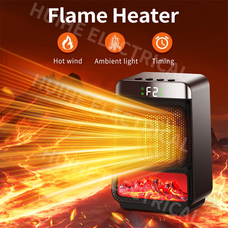Portable 1000W Desktop Fireplace Rapid Expansion Flame Heater with PTC Heating Element Thermostat Control Overheat Protection