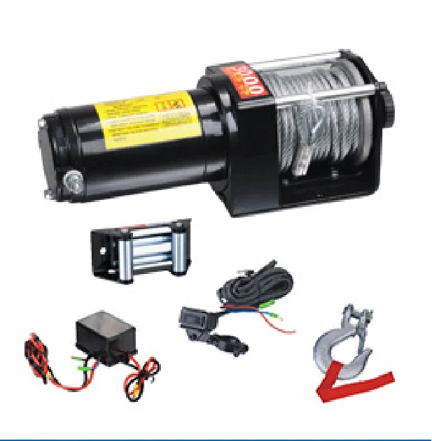 Electric 3500lbs Car Winch 12V/24V ATV Winch Towing Cables Pull Kit Remote Control Set Winch Trailer Truck GDY-3500A-1