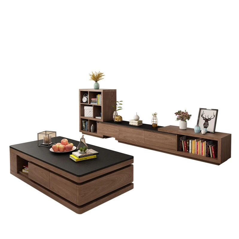
Northern Europe fire stone tea table TV cabinet simple living room set combination modern small family marble tea table 