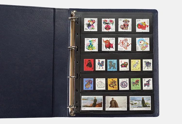 Wholesale Custom  PU leather cardboard stamp collection album postage with Plastic Binder