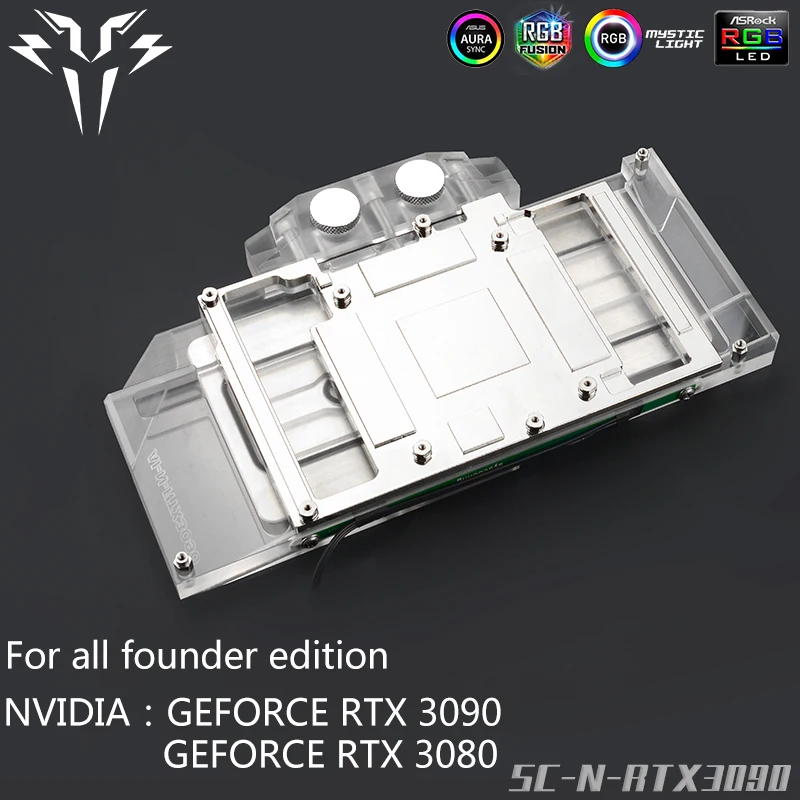  Водяной блок Syscooling GPU для NVIDIA RTX 3090 3080 видеокарты Founder Edition с водяным охлаждением и подсветкой