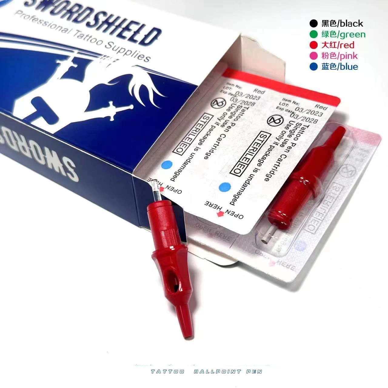 20pcs/bag Aseptic Packaging Wax Seal Anti-drying Design Tattoo Set Integrated Ballpoint Colour Pen Cartridge Needle