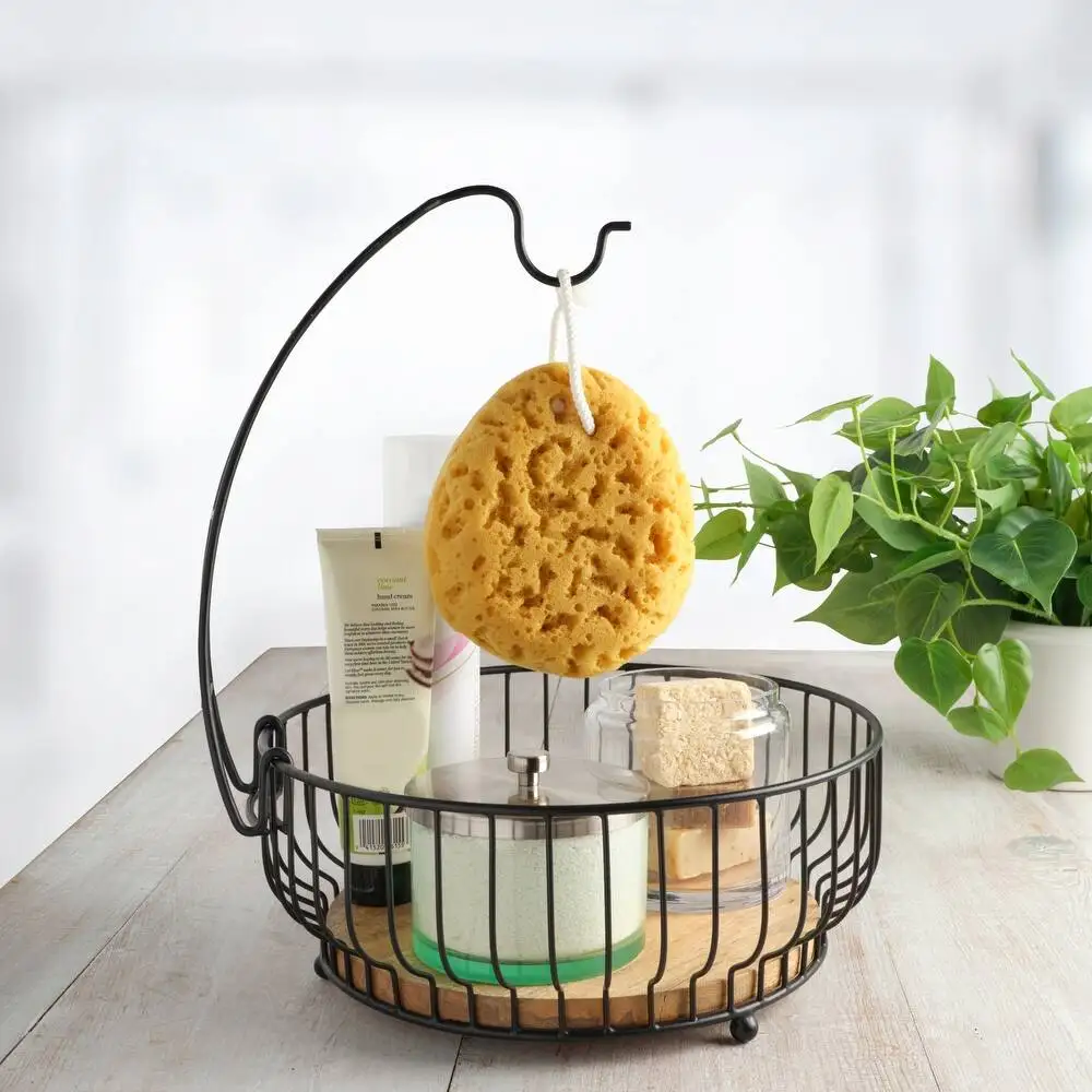 Modern Metal home decorative table iron black wire vegetable fruit storage basket