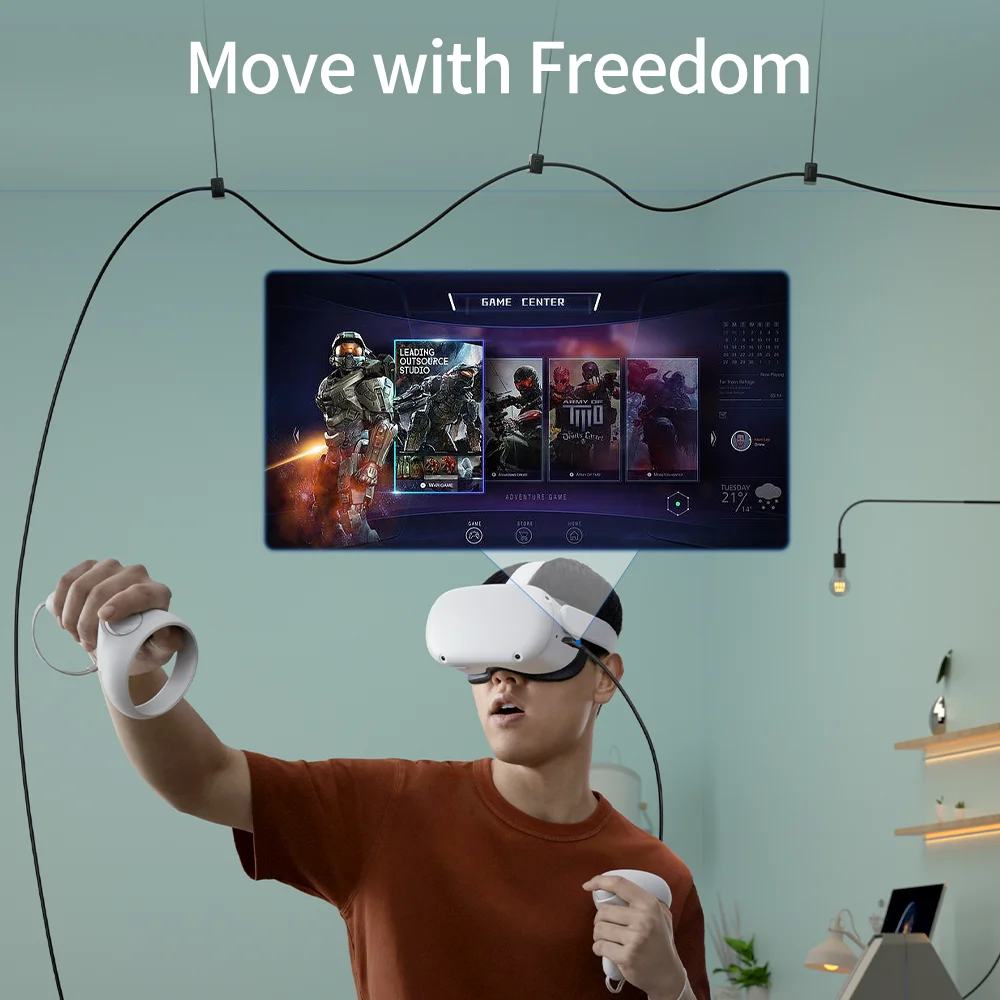 ULT-unite 6m 7m VR Headset Link Cable USB 3.0 Type A to C High Speed Data Transfer Charging Cord for Oculus Quest 2 1