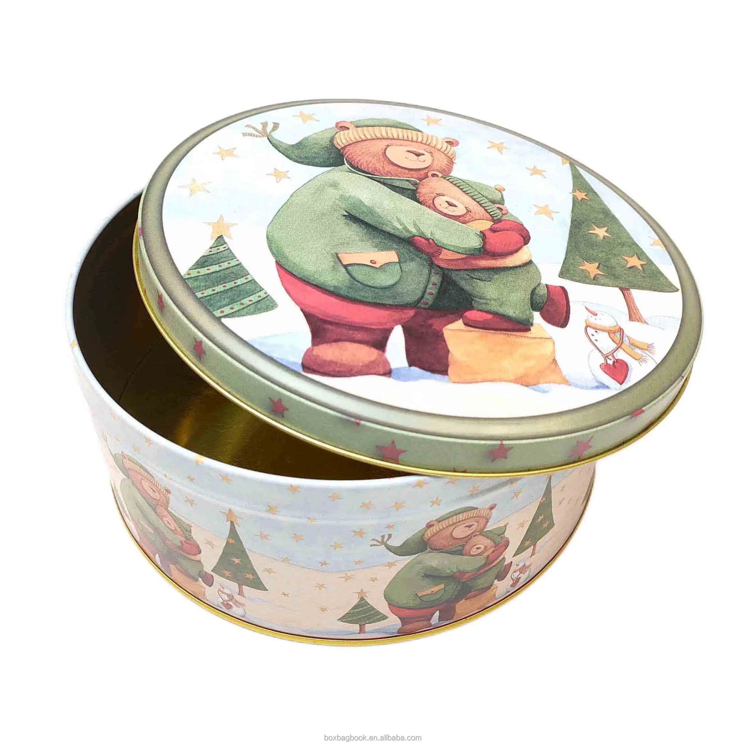 SUNSHINE Cake Cookie Chocolate Mooncake Round Metal Tin Box Foods Storage Sweets Weeding Color Printed Cute Round Tin Boxes