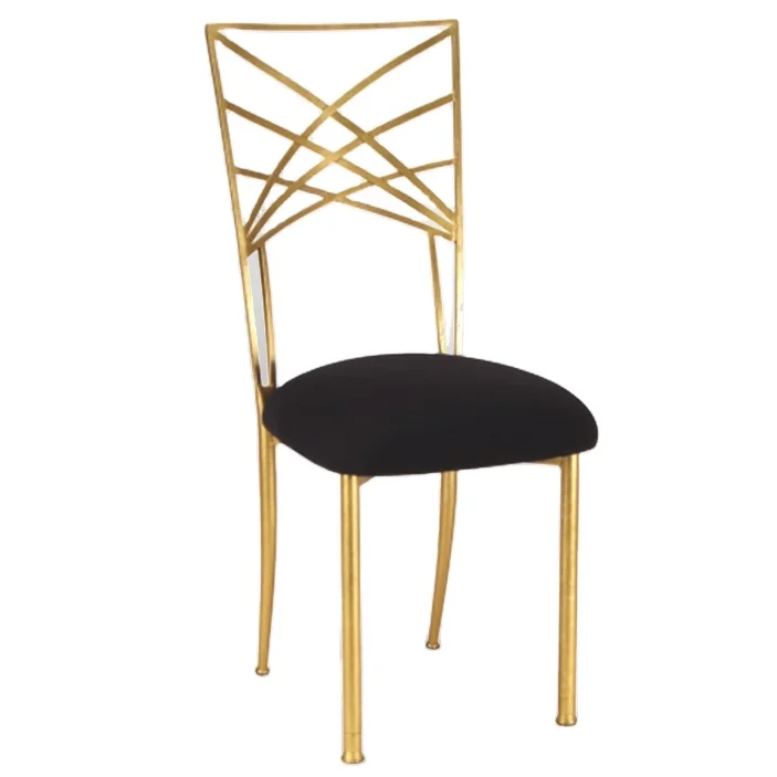 Gold iron bar cameleon wedding chairs with detachable padded seat