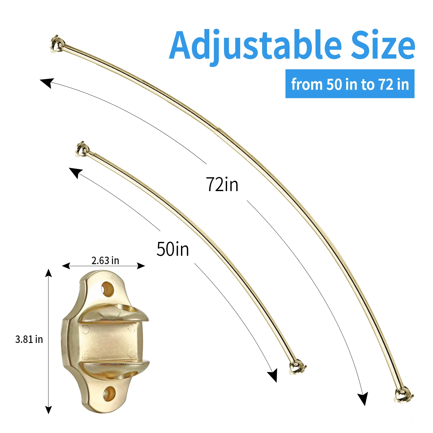 Wholesale Bathroom Telescoping Segmented Hanging Shower Curtain Rod Gold From Ceiling