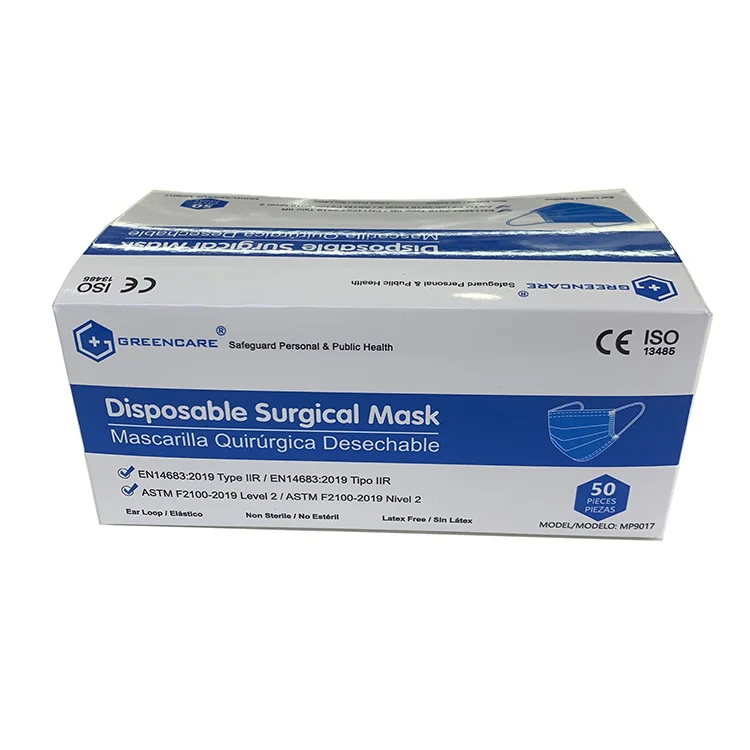 Mask Factory Greencare Disposable Single Use 510K ASTM2100 Level 2 Approved Medical Surgical Face Mask