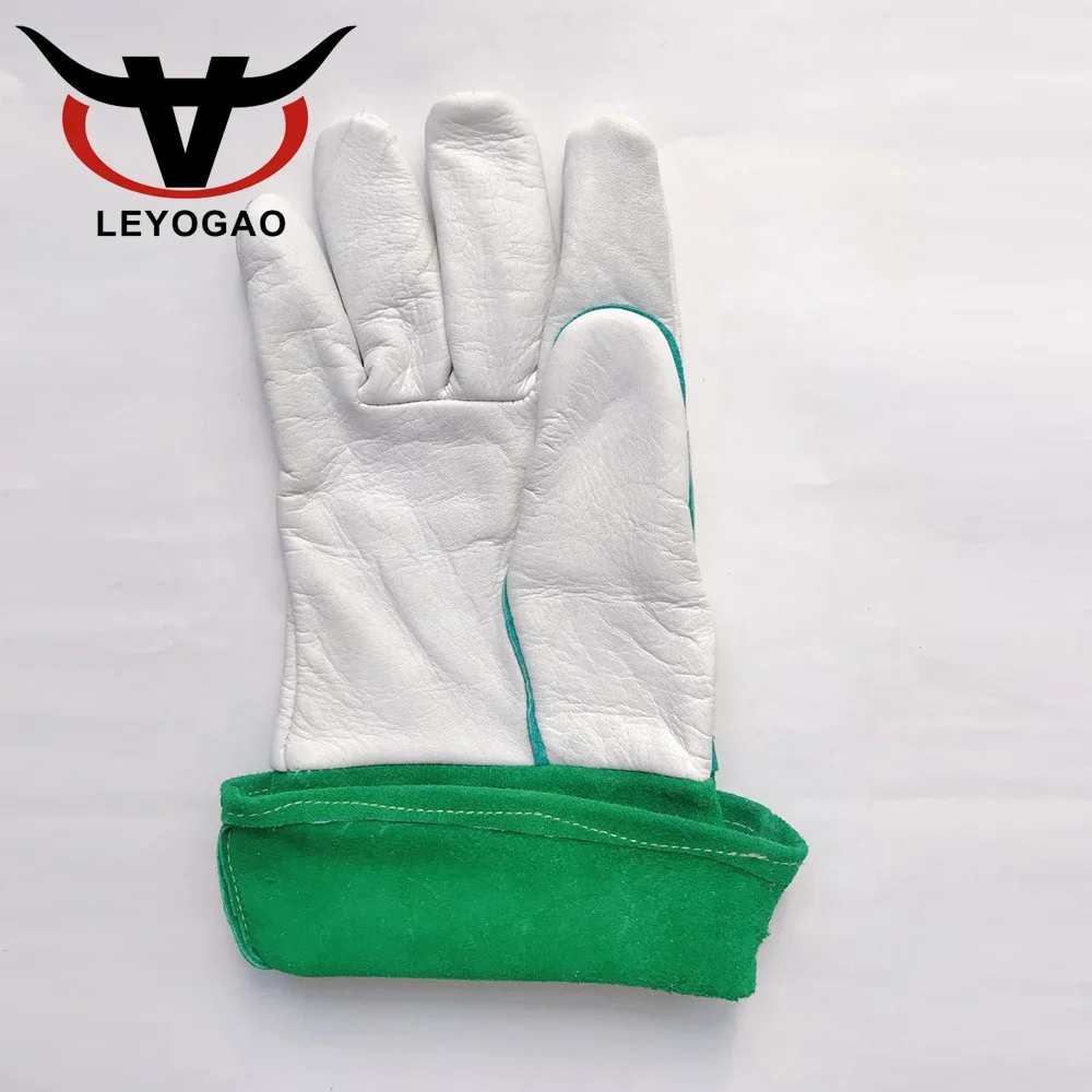 Custom made long cuff cow grain  leather safe tig mig welding work gloves