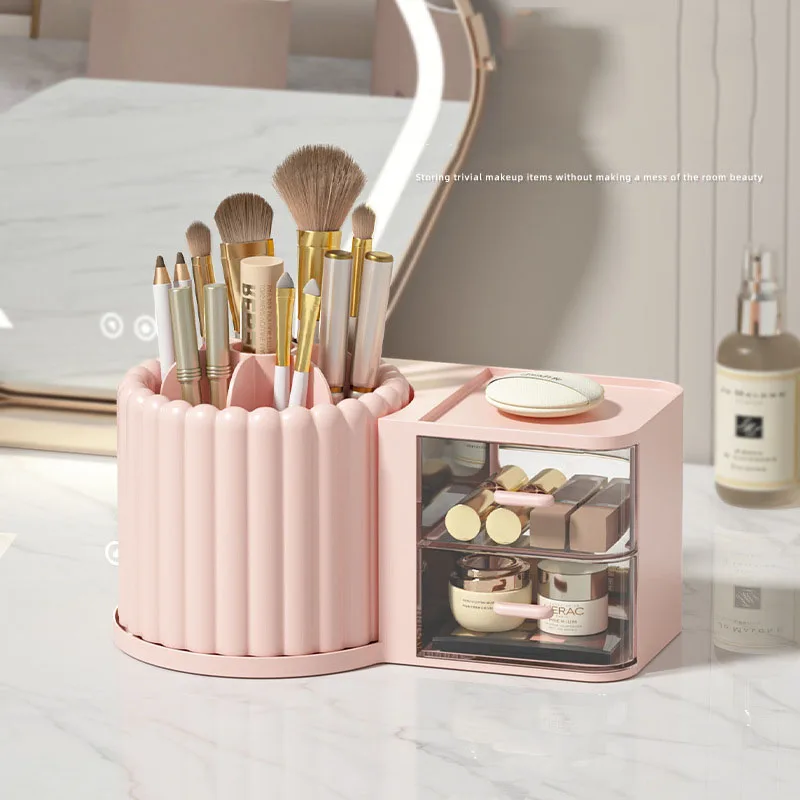 New Design Plastic Cosmetic Organizer with Drawer Lipstick and Skincare Cream Makeup Storage Box Desk Organizer