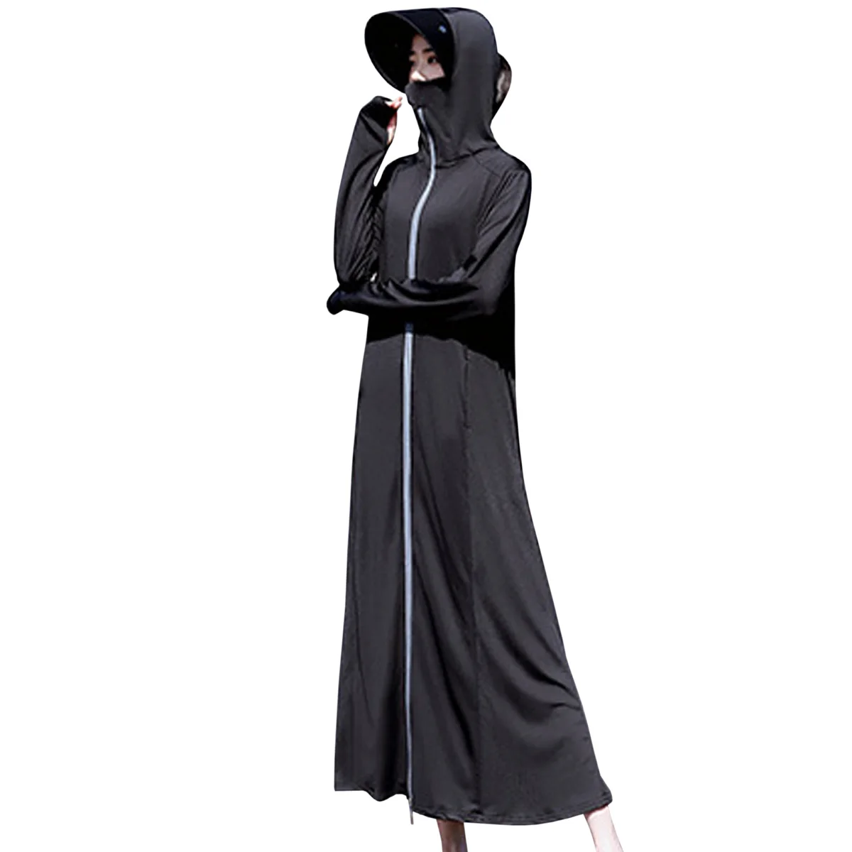 Sidiou Group New Long Style UV Protection Clothing With Safety Face Visor Shield Outdoor Fishing Lightweight Windbreaker Jacket