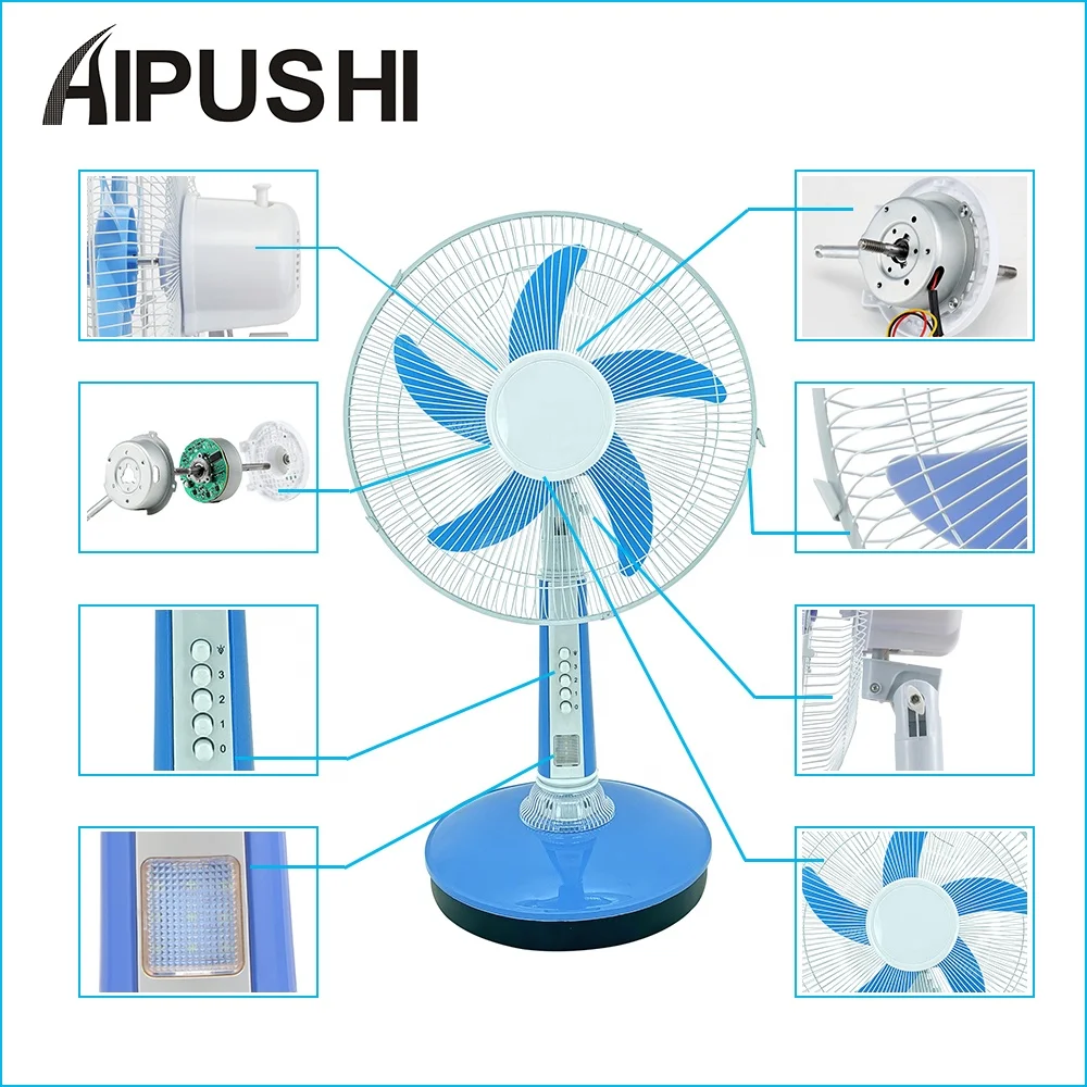 2022 Chnia Factory Solar Electric Fan 12v Ac Dc Table Fan with Led Light USB Port Hot Sale in Turkey,