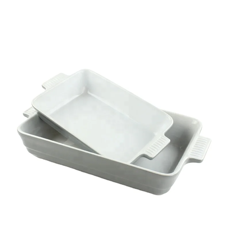Custom Bakeware Set Nordic Gray Ceramic Bread Baking Pan Ceramics Bake Lasagna Dishes & Pans For Cake Oven Microwavable Safe