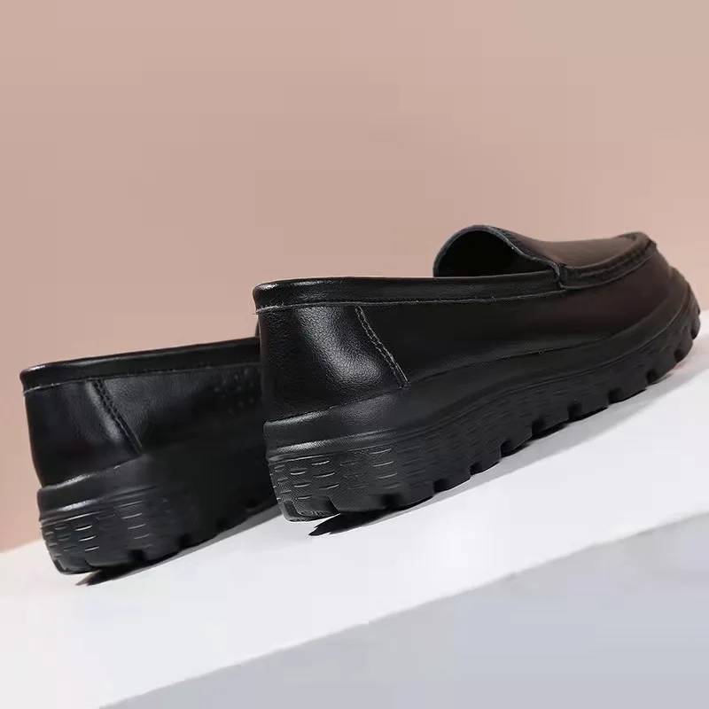 Nursing Shoes Hospital  For Women Black Shoes With Wedge Heels Comfort Breathable Soft Bottom Flat Anti-slip Safety Work Shoes