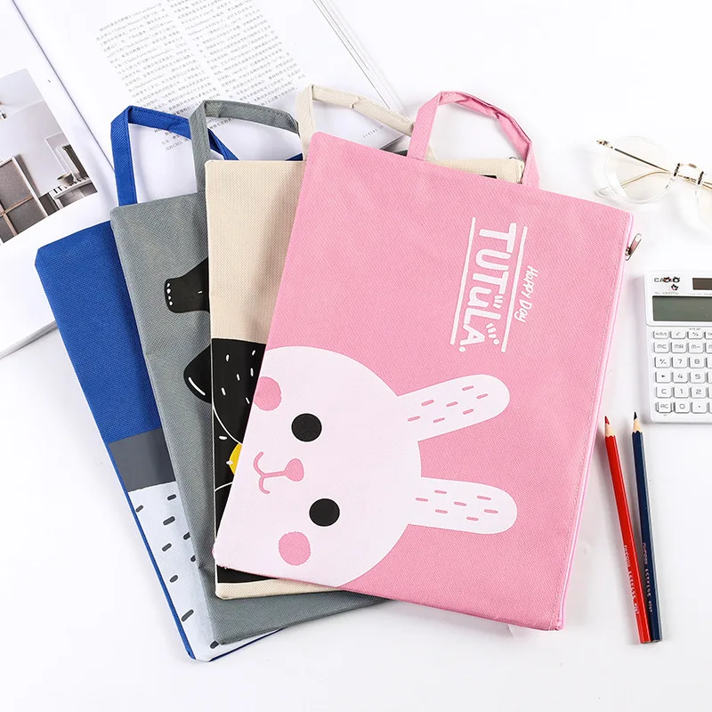 Cartoon printing portable handbag A4 paper Oxford canvas document bag