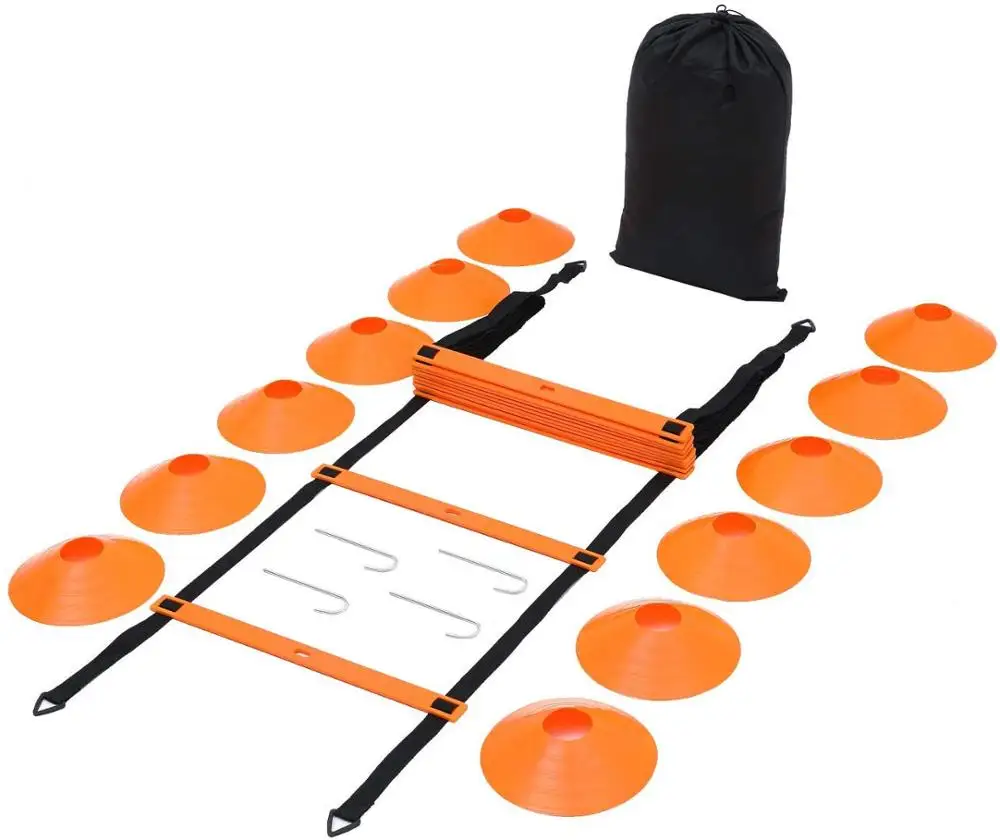 2023 New Agility Ladder & Speed Cones Training Set Improves Coordination, Speed,Include Agility Ladder with Carrying Bag