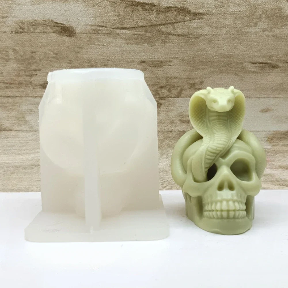 Moldes Silicona Para Velas Snake Twine Skull Candle Silicone Mould Plaster Halloween Silicone Molds For 3D Candles Candle Molds