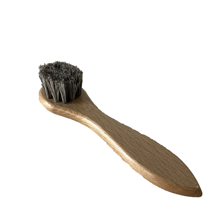 Wooden Shoe Sole Brush Suede Leather Shoe Shine Brush Horse Hair Shoe Cleaning brush